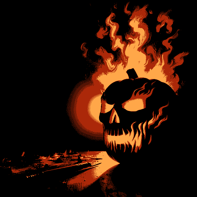 flaming skull